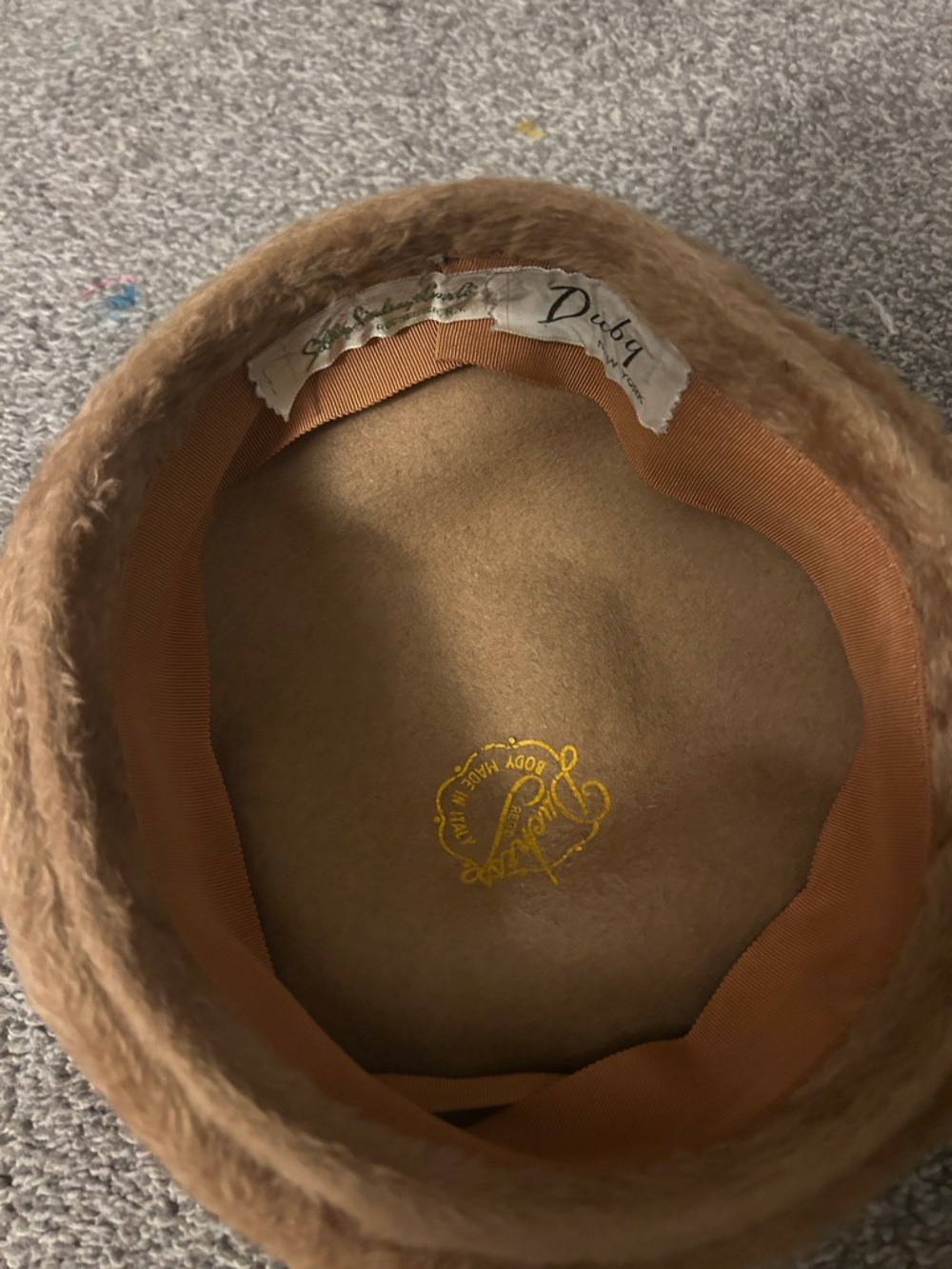 Vintage Felt Bucket Hat in Camel Brown